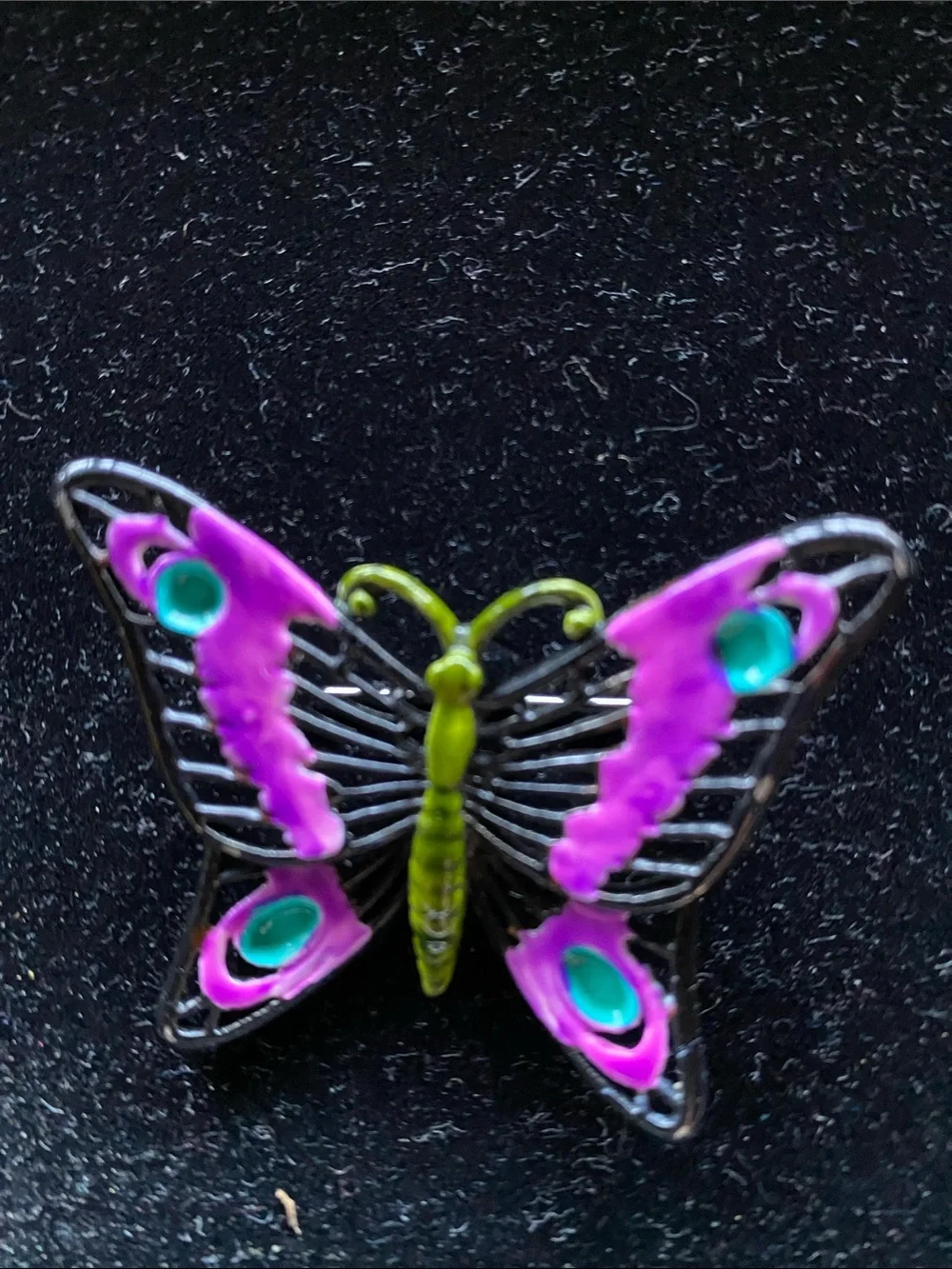Colorful Purple & Green Butterfly Brooch - Women's Jewelry